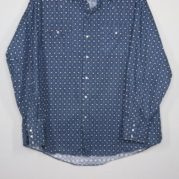 Ely Cattleman Shirt Mens XL Pearl Snap Navy Aztec Print Cowboy Rodeo Long Sleeve - Picture 4 of 7